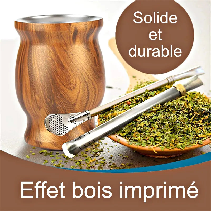 Calebasse Maté Effet Bois